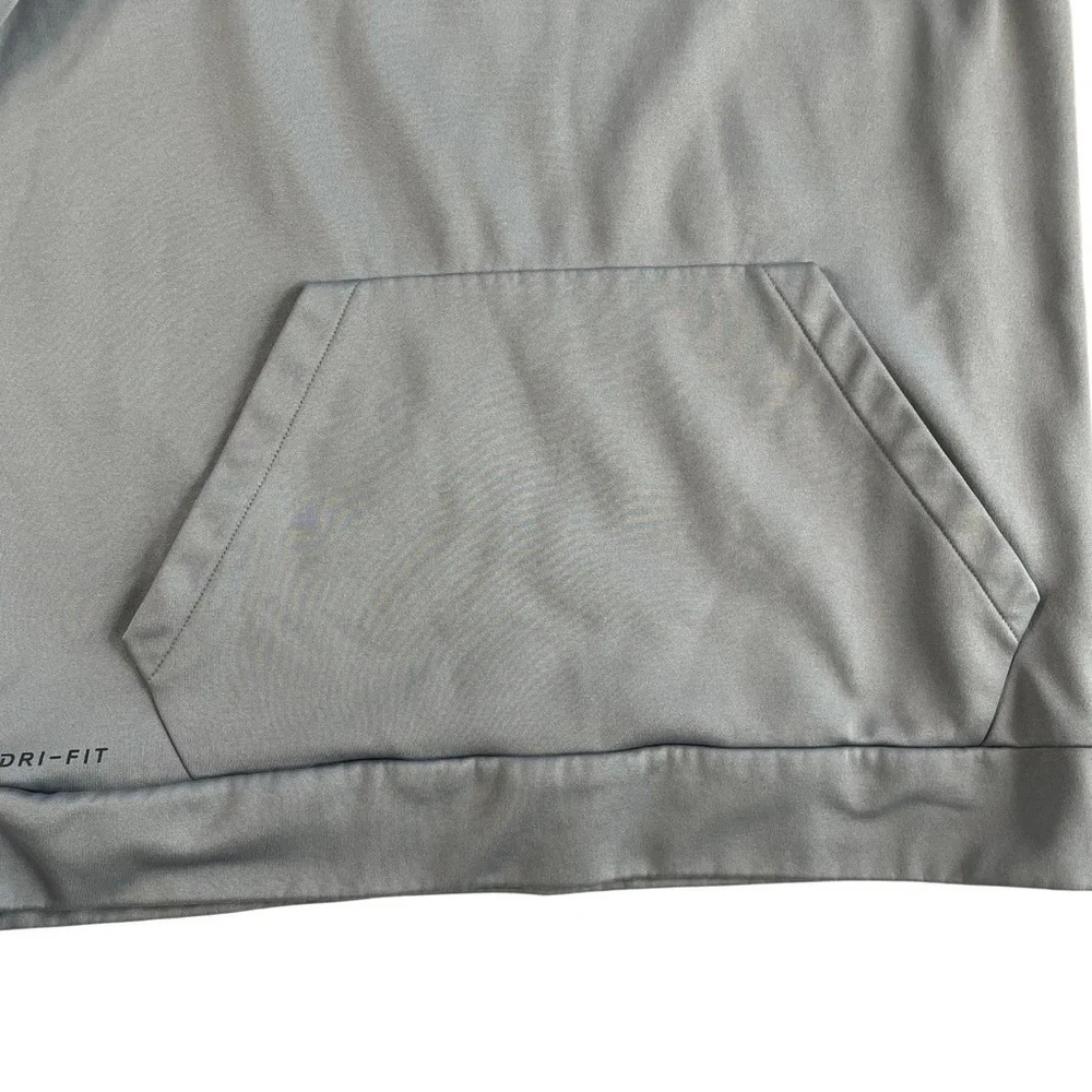 NIKE Gray SWEATSHIRT Hoodie Black Swoosh Logo Hood & Sleeves mens size Medium - Picture 3 of 6